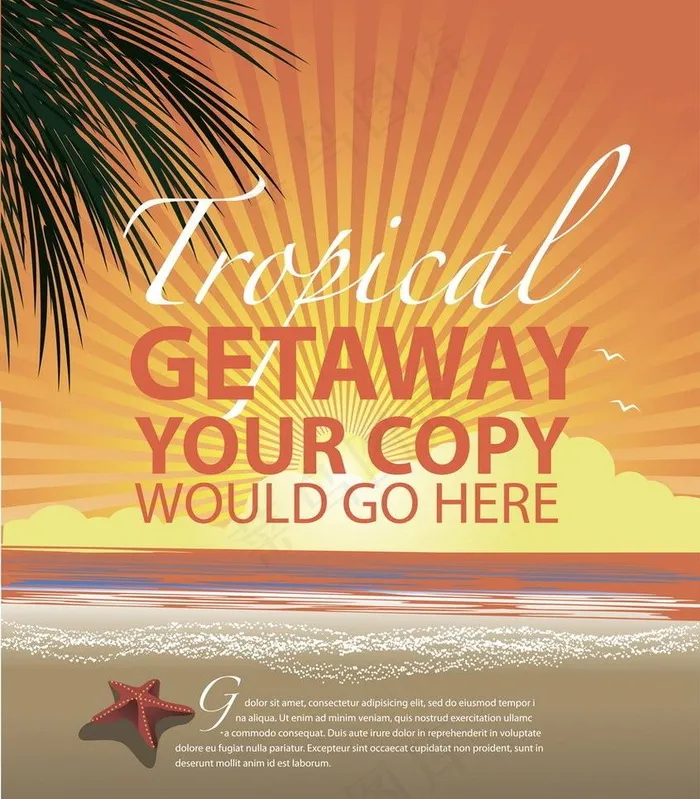 夏日海洋风景图片eps,ai矢量模版下载