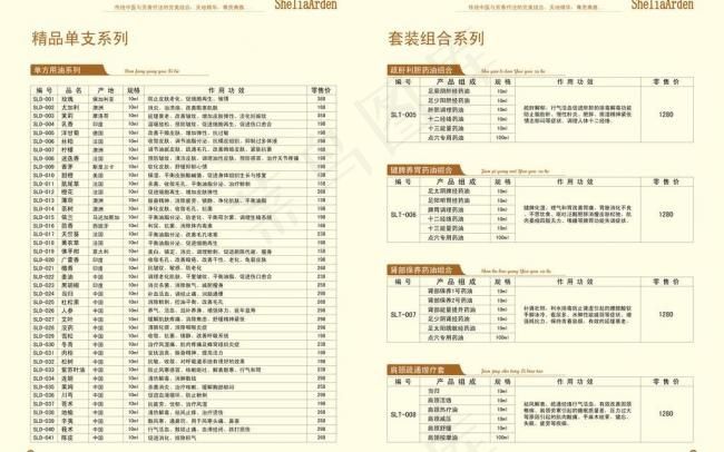 精油价格表图片ai矢量模版下载