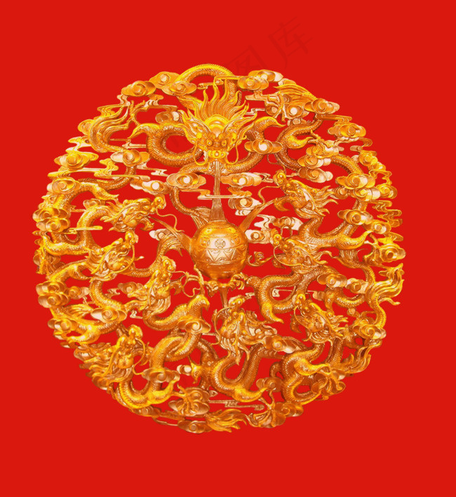 中国传统元素-黄金雕刻龙 psd ...