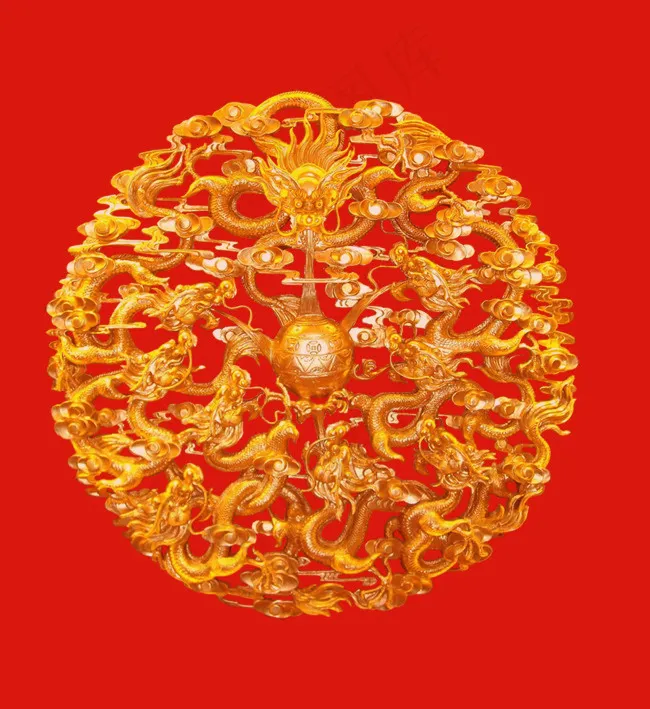 中国传统元素-黄金雕刻龙 psd ...psd模版下载
