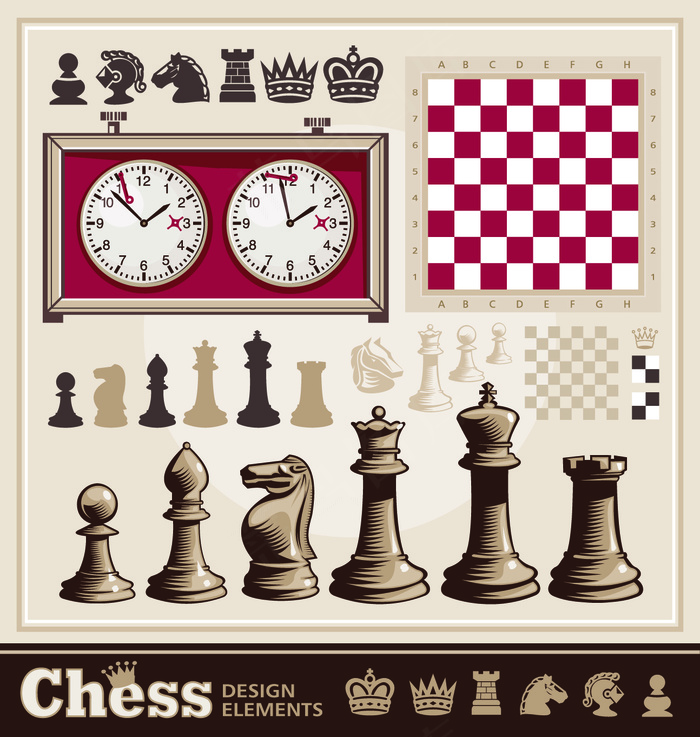 复古的象棋元素矢量素材eps,ai矢量模版下载