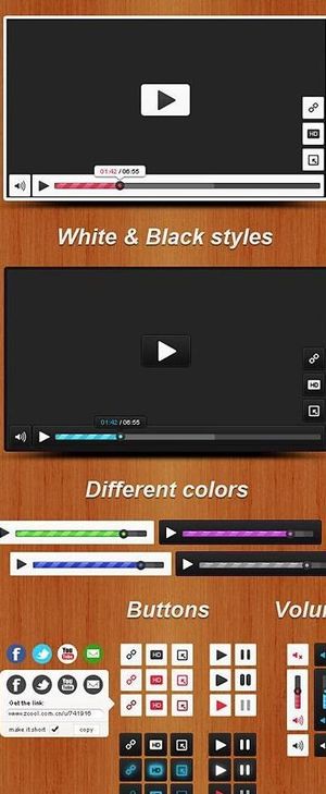 网络视频播放界面psd分层