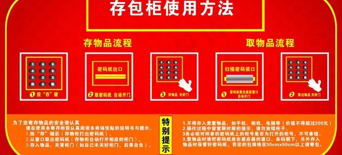 存包柜使用方法图片cdr矢量模版下载