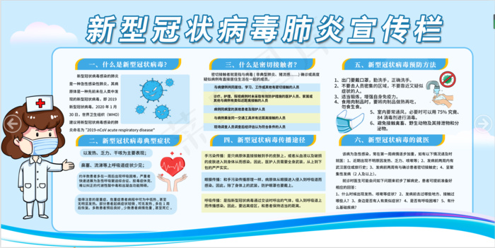 新冠病毒疫情预防知识工作psd模版下载