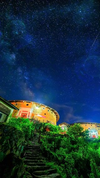 围龙屋夜景高清摄影图片