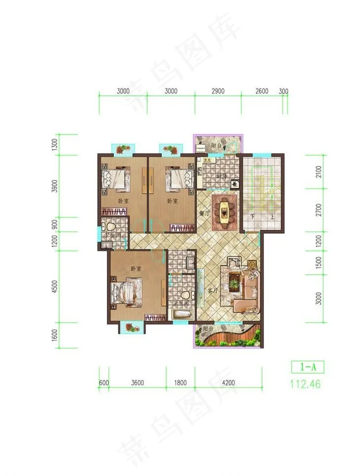 户型图渲染图片(3508X4963(DPI:300))psd模版下载
