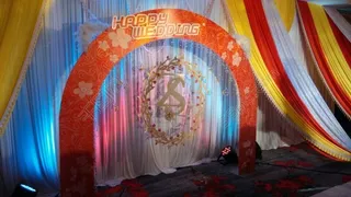 红色系婚礼花门背景