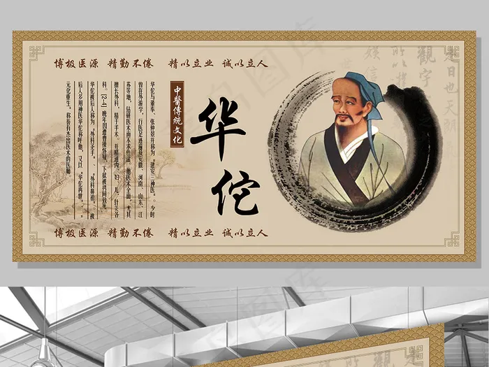 中华名医简介华佗展架设计psd模版下载