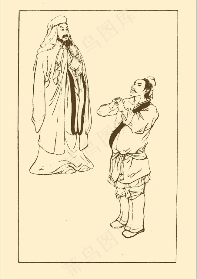 历朝历代服饰白描psd模版下载