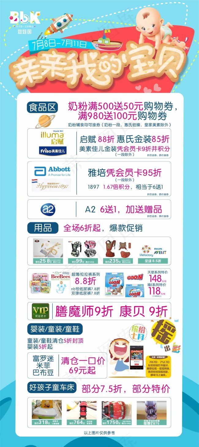 亲亲我的宝贝卡通蓝色(210X297)cdr矢量模版下载
