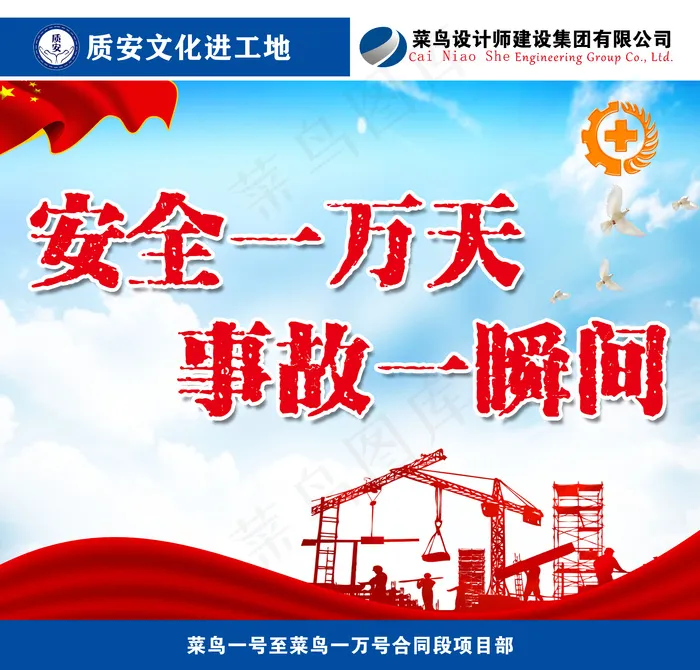 红色安全生产质安文化展板psd模版下载