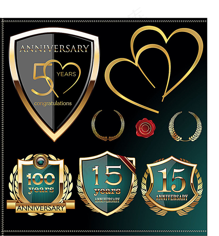 矢量结婚周年庆徽章