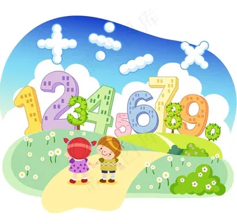 草地上的数字图片
