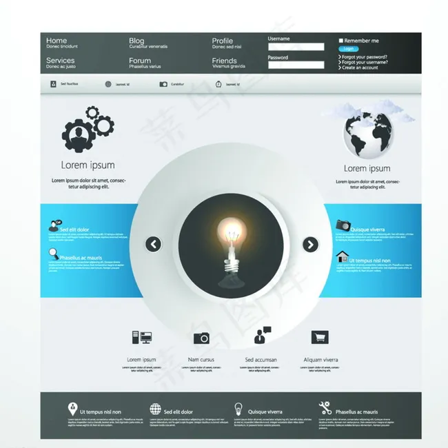 商务网站设计模板图片eps,ai矢量模版下载