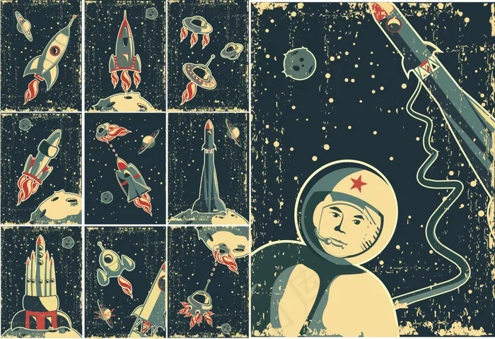 卡通插画矢量空间ai矢量模版下载