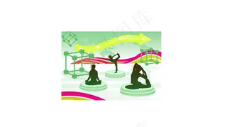 时尚生活人物剪影矢量图_AI矢