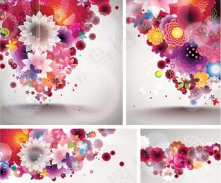 粉色梦幻花卉矢量背景