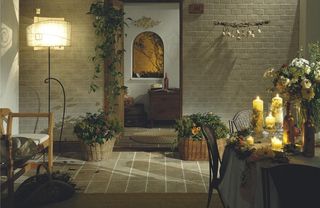 欧式新古典风格饭厅餐厅仿古砖瓷砖铺...