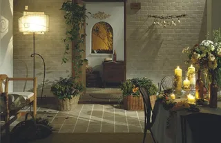 欧式新古典风格饭厅餐厅仿古砖瓷砖铺...