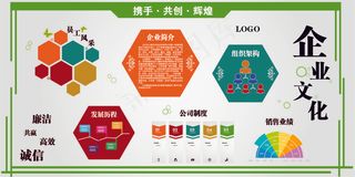 简约AI矢量微立体企业文化墙