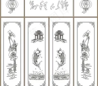 磨砂玻璃图 年年有余图片