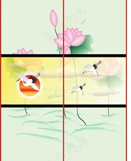 荷花 鹤 流水图片 荷花 鹤 流水图片