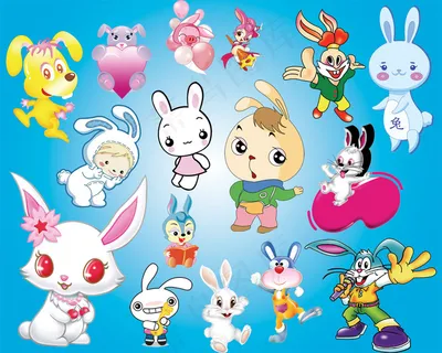 PSD各种可爱卡通兔子分层图片