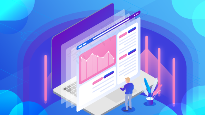 2.5D渐变色大数据插画