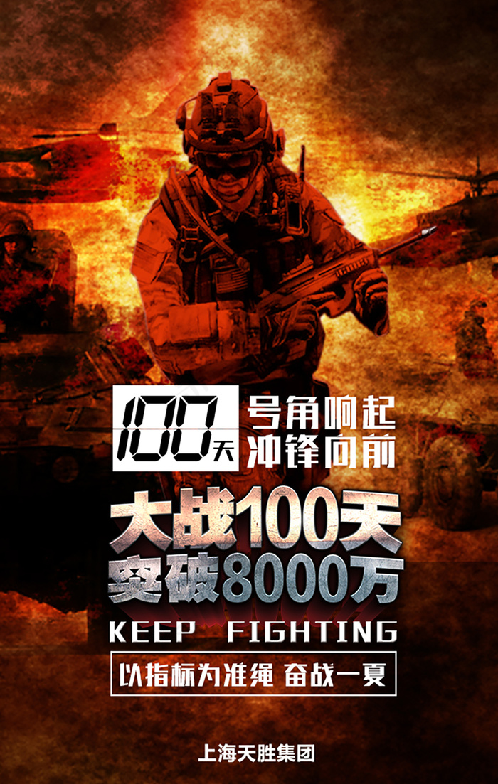 大战100天海报 号角响起(640X1008(DPI:300))psd模版下载