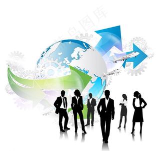 动感箭头地球齿轮 商务团队图片
