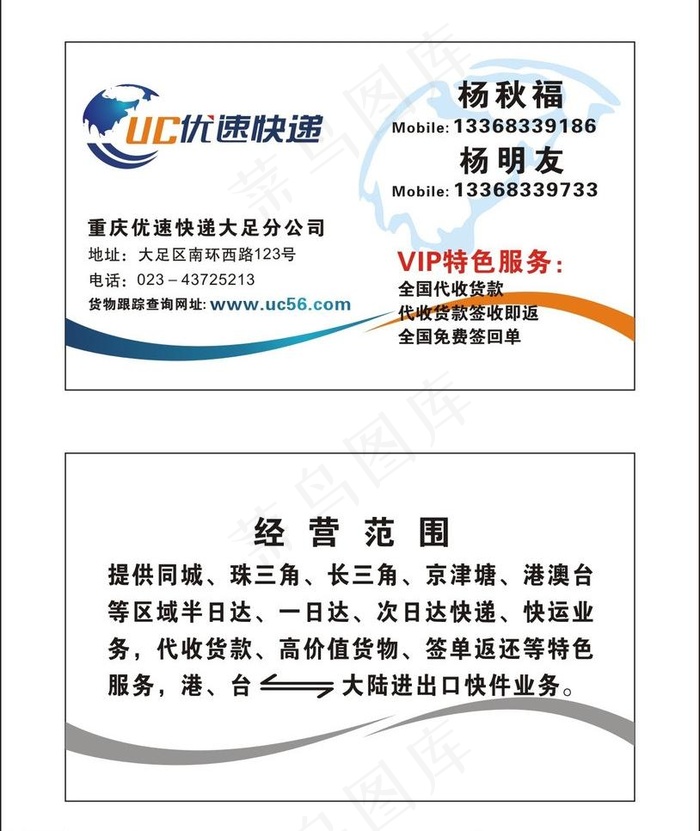 优速快递名片图片cdr矢量模版下载