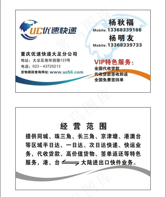 优速快递名片图片cdr矢量模版下载