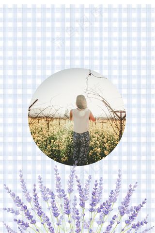 浅色调格子底纹圆圈人物花卉广告背景