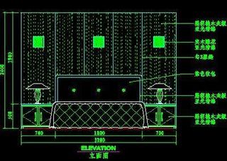 床屏详图、床图块、床屏cad土块素...