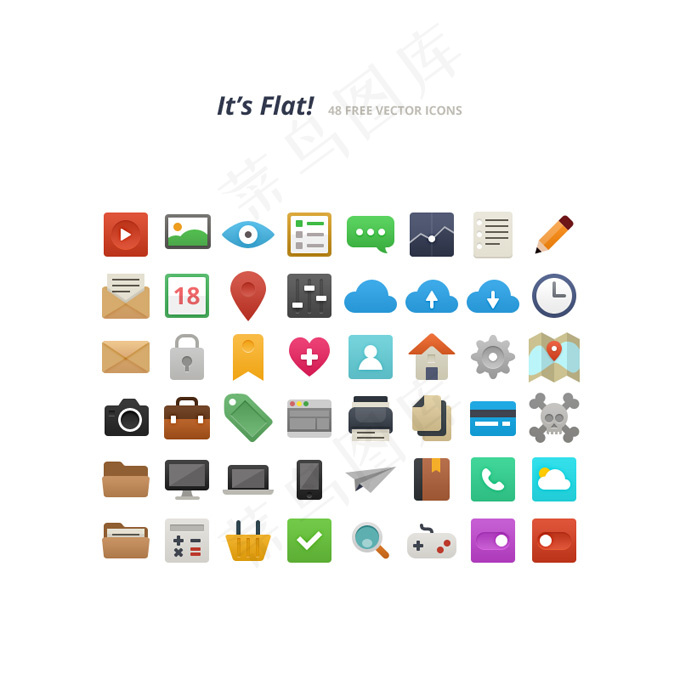 扁平风格图标PSD分层素材