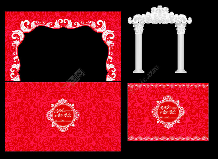 红色婚礼背景底纹