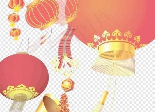 新年喜庆素材图片:灯笼 鞭炮 喇叭...psd模版下载