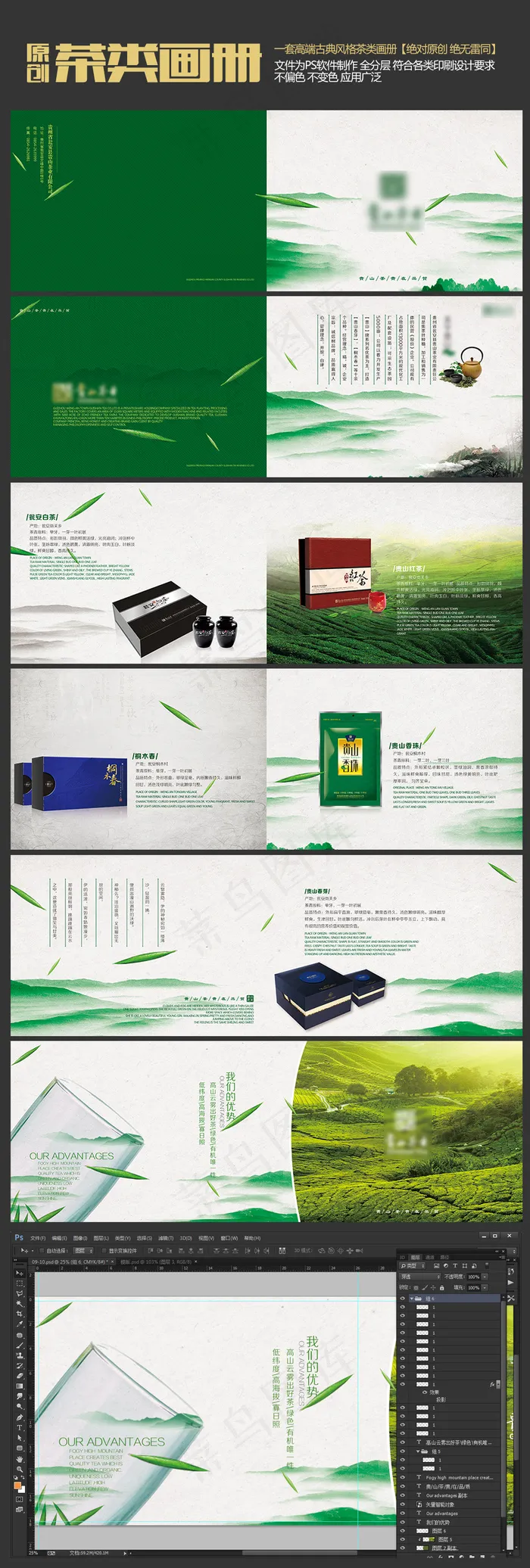 原创精品茶类画册(6627X2343(DPI:320))psd模版下载