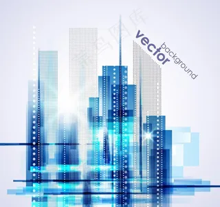 点阵城市建筑梦幻背景图片