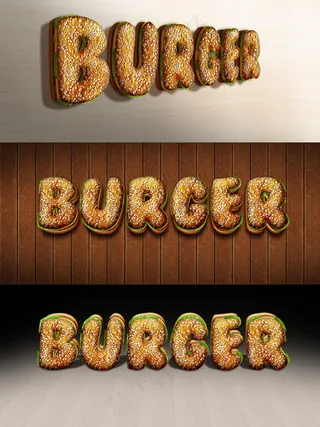 超酷的3D汉堡字体PSD字体模板