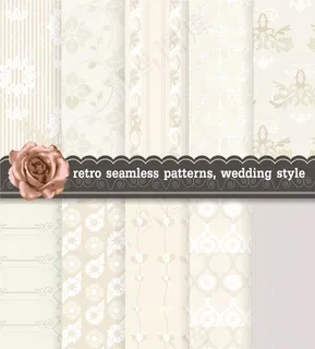 10款复古风格婚礼花纹背景矢量素材