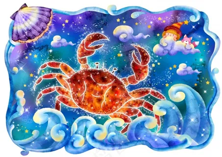 12星座巨蟹座手绘卡通