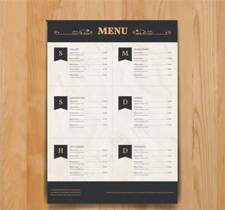 简洁金色花纹餐厅菜单