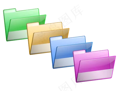 简单的绿黄蓝紫色的文件夹