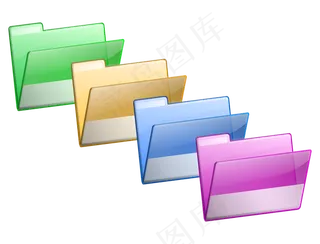 简单的绿黄蓝紫色的文件夹
