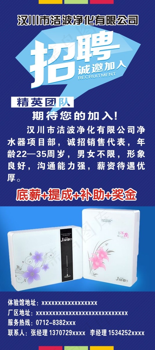 净水器招聘展架cdr矢量模版下载