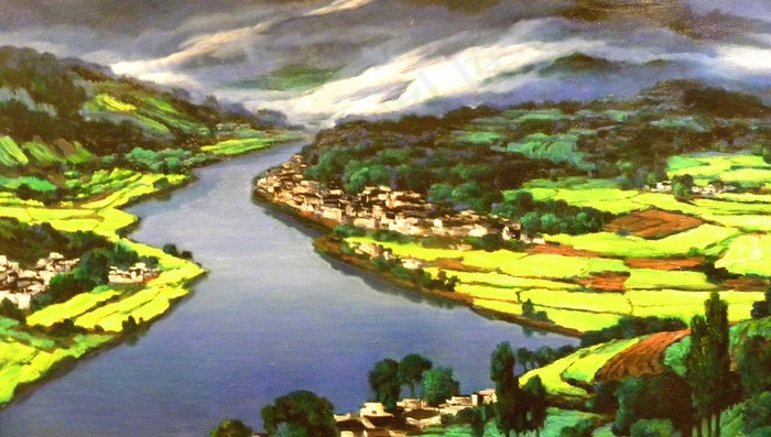 抽象 油画 山水 风景画图片