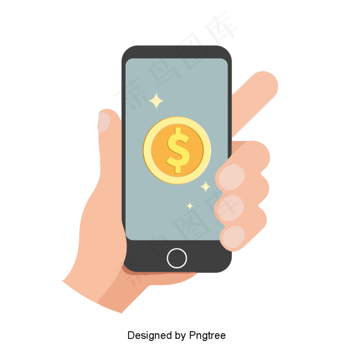 现代简单卡通手机收入要素,免抠元素