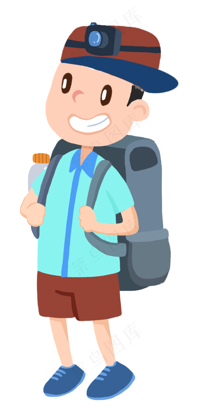 手绘放假旅游的男孩手绘放假旅游的男孩psd模版下载