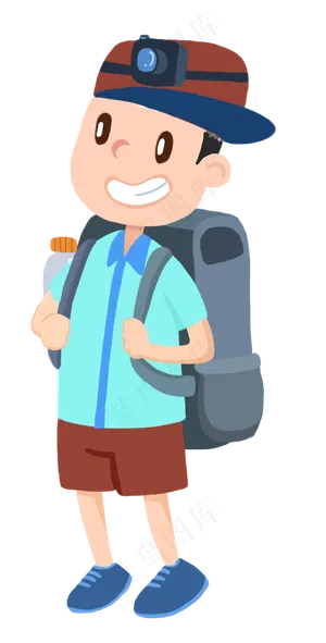 手绘放假旅游的男孩手绘放假旅游的男孩